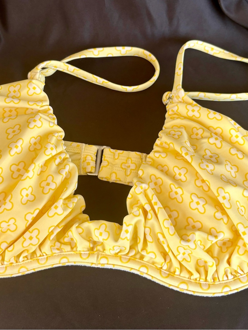 Cupshe Yellow Floral Ruched Bikini Top